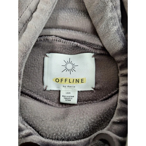 Offline By Aeire Velvet Cropped Hoodie Pullover Grey Size Large - Picture 3 of 8